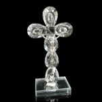Crucifixo de Cristal Lapidado com Base 18 cm Sacrum Lux
