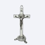 Crucifixo de Mesa Prata com Branco