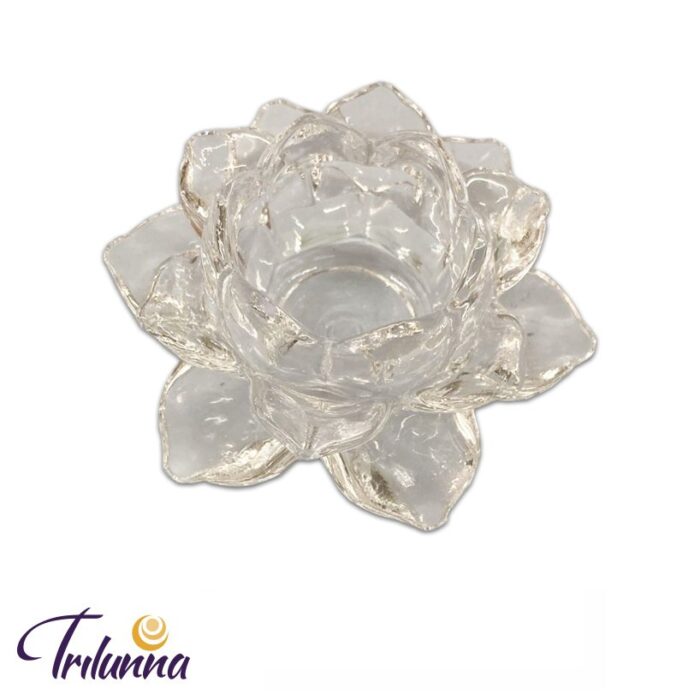 Porta Vela Flor Lótus Vidro 12cm