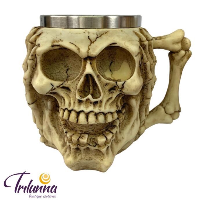 Caneca Decorativa Colecionável 11Cm Caveira Não Ouço
