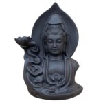 Incensário Cascata Cerâmica Kuanyin Marrom 16cm