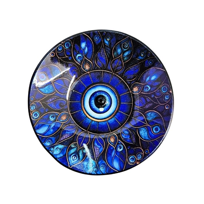 Incensário Vidro Bowl Olho Grego Folhas