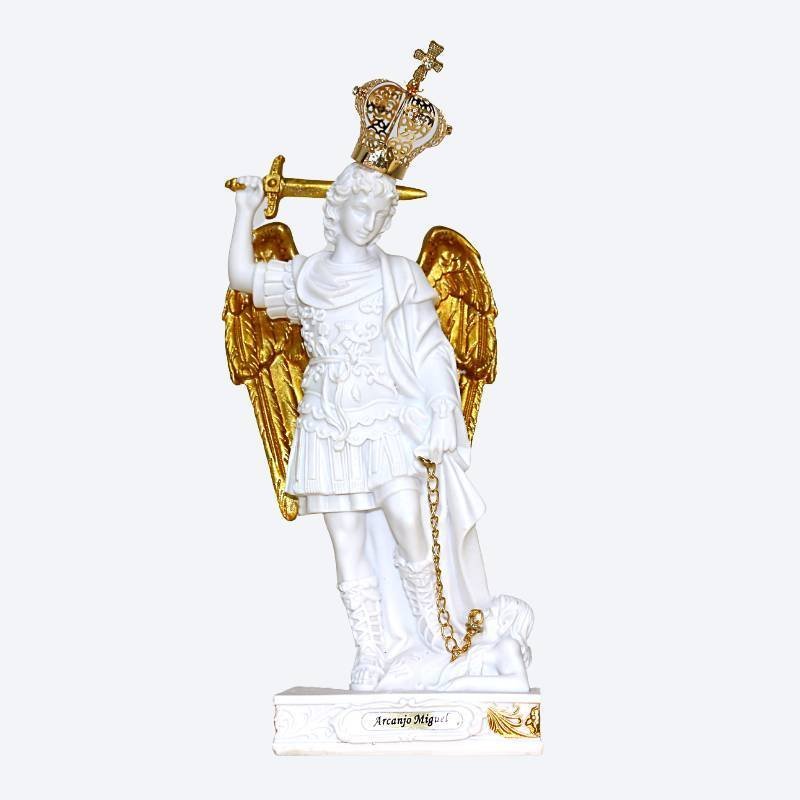 Arcanjo Miguel Monte Gargano 20 cm com Coroa de Metal